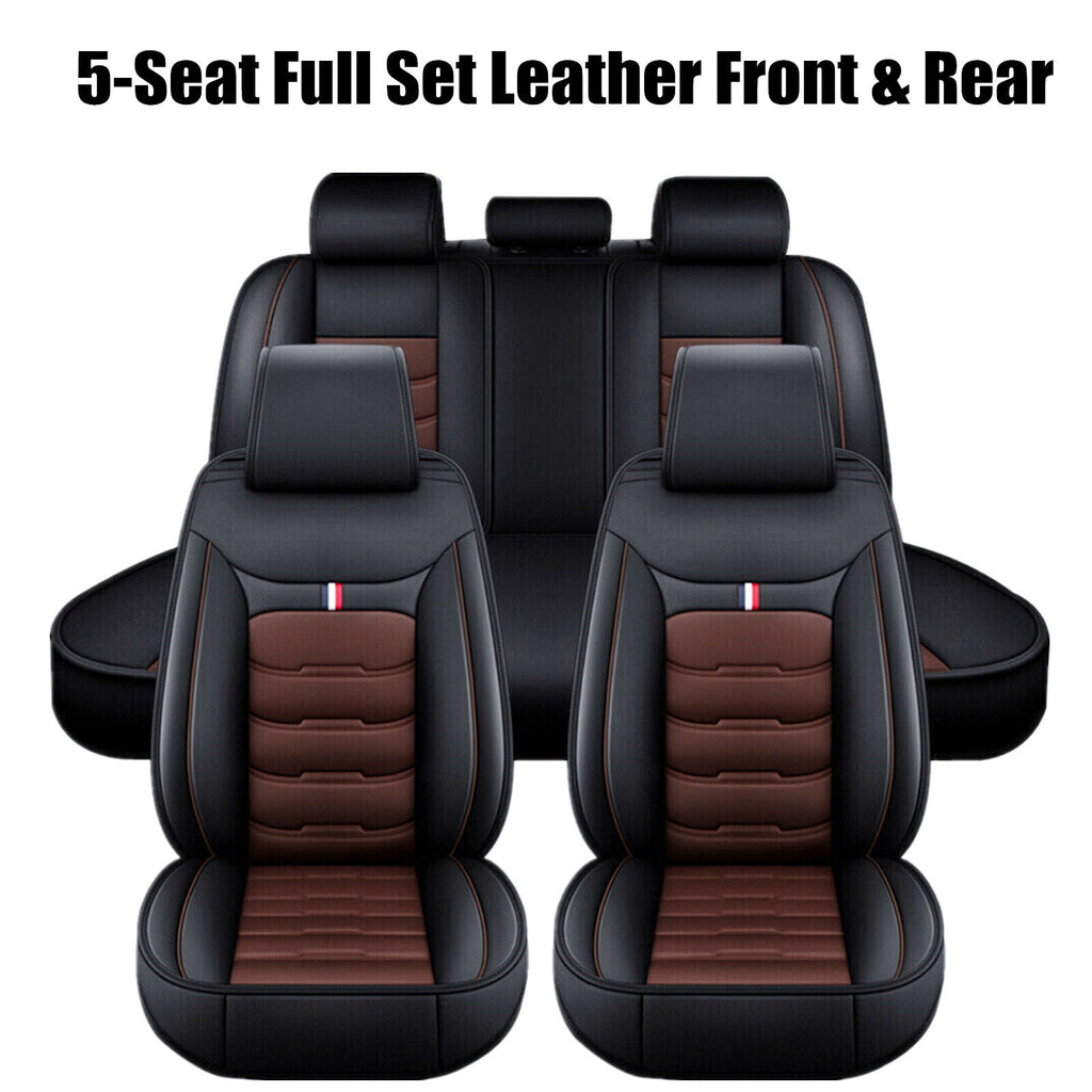 For Ford Leather 5 Seats Car Seat Cover Front Rear Full Set Cushion Pad