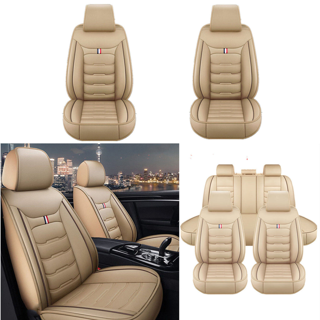 For Ford Leather 5 Seats Car Seat Cover Front Rear Full Set Cushion Pad