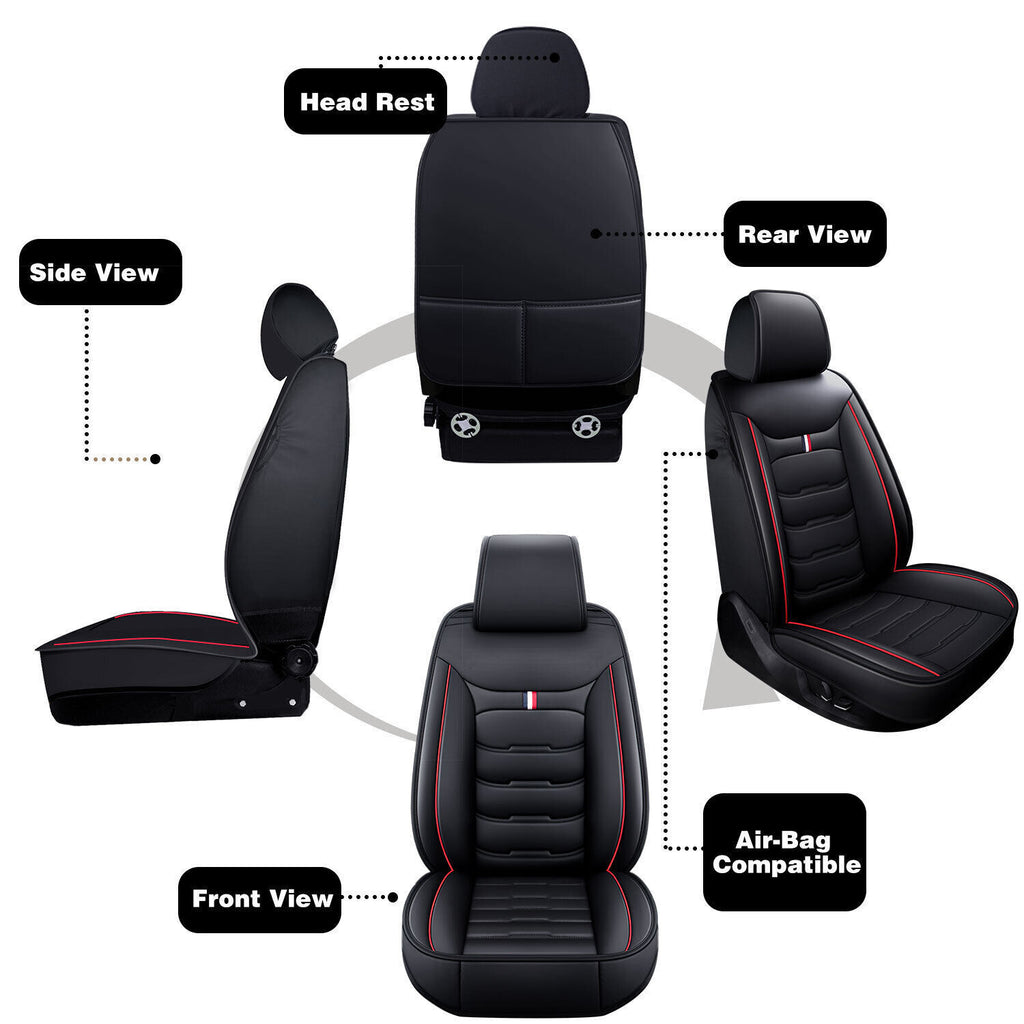 For Ford Leather 5 Seats Car Seat Cover Front Rear Full Set Cushion Pad