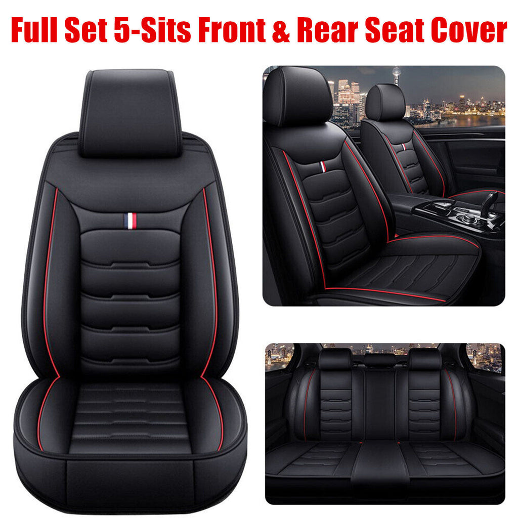 For Ford Leather 5 Seats Car Seat Cover Front Rear Full Set Cushion Pad