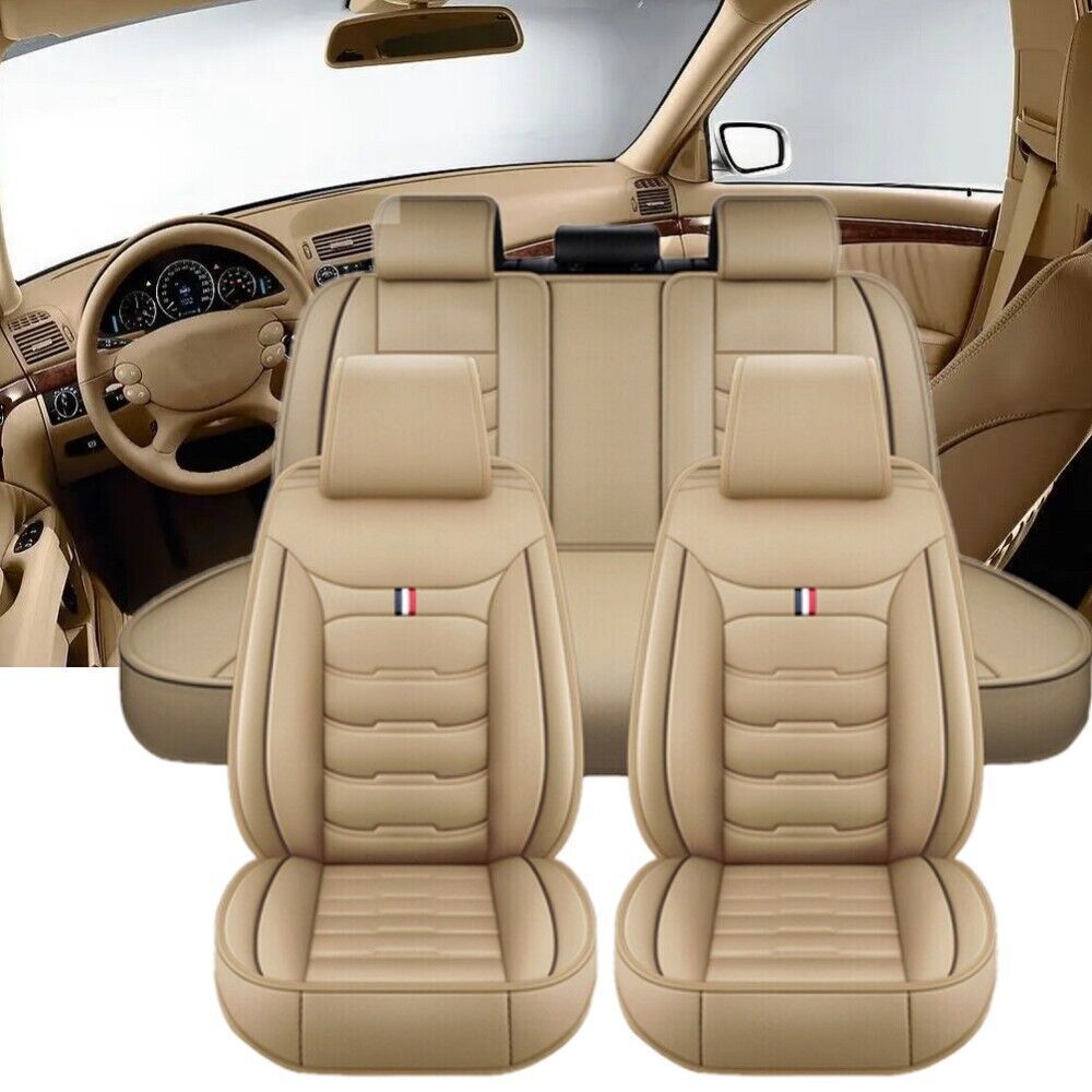 For Ford Leather 5 Seats Car Seat Cover Front Rear Full Set Cushion Pad