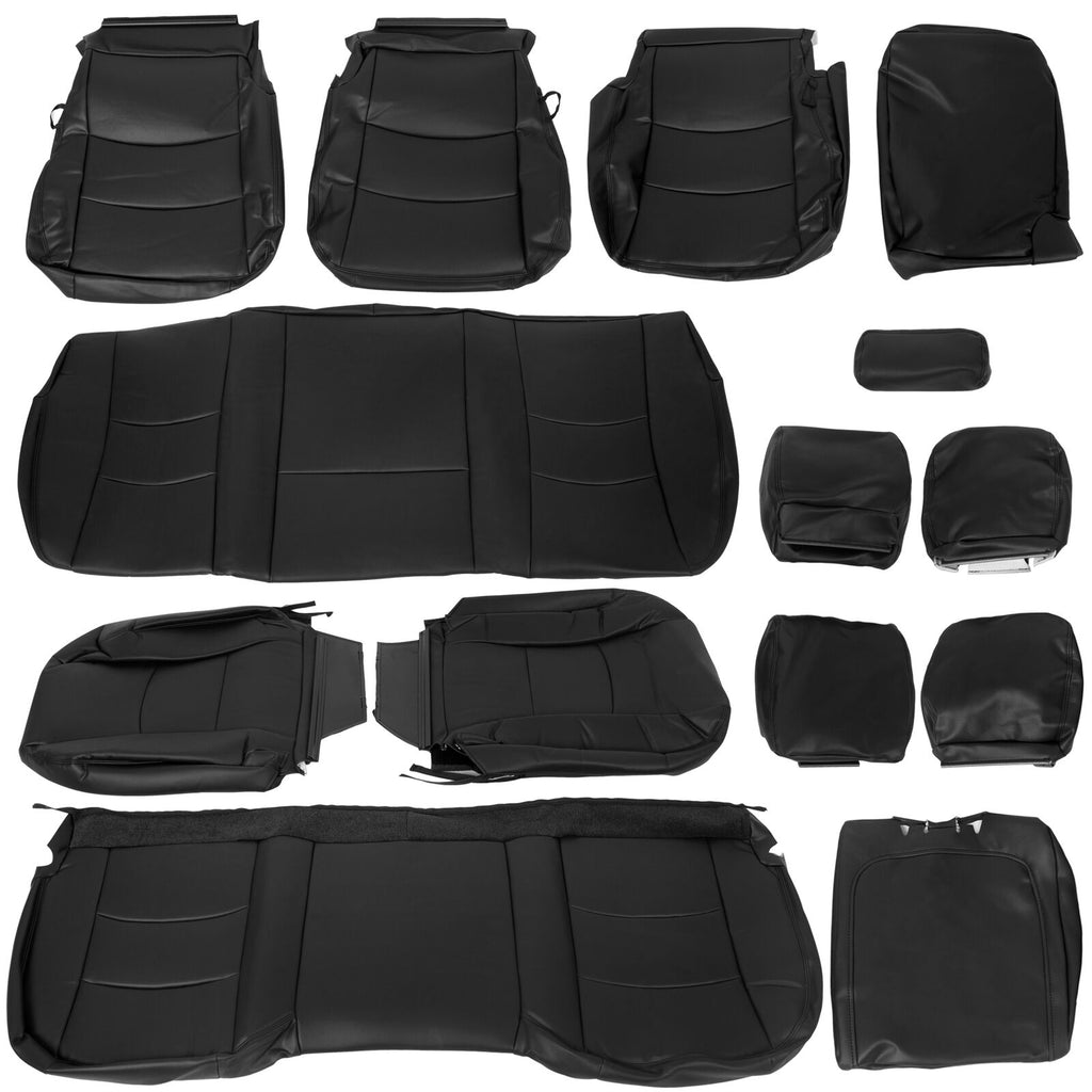 Black Front & Rear Seat Covers for 2013-2018 Ram 1500 2500 3500 Crew Cab 14PCS