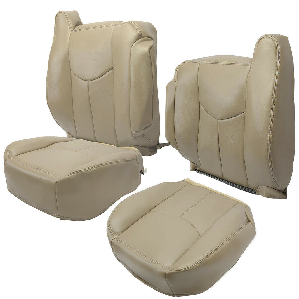 Front Synthetic Leather Seat Cover Tan for Chevy Silverado GMC Sierra 2003-2006