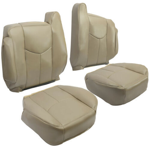 Front Synthetic Leather Seat Cover Tan for Chevy Silverado GMC Sierra 2003-2006